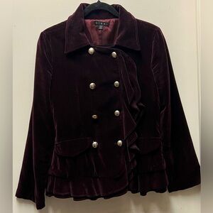 Dimri Burgundy Red Velvet Victorian
Jacket with ruffles size M